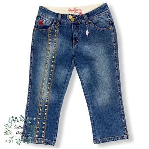 Pepe Jeans Blue Cropped Jeans with Gold Accents